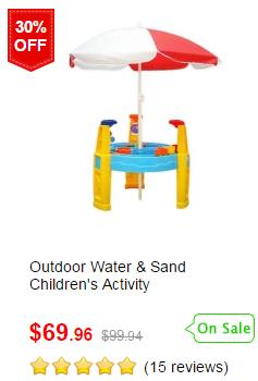 Outdoor Water & Sand Children Activity Play Transport Table with Accessories & Umbrella