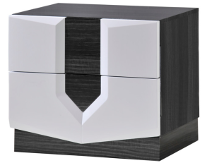 Global Furniture Nightstand, Zebra Gray and White High Gloss