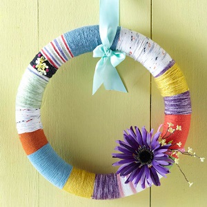 Easter yarn-wrapped wreath